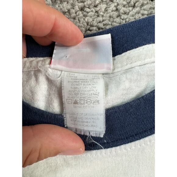 New England Patriots Shirt Mens Large White Blue NFL Football Casual FLAW - Picture 6 of 12